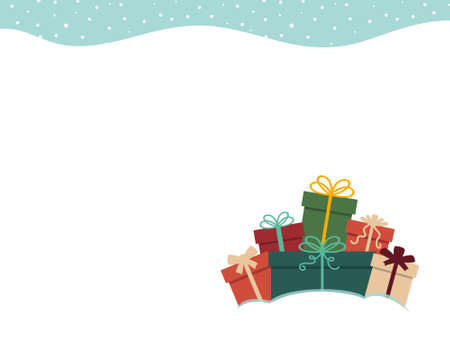 blank snow background with christmas giftsのイラスト素材
