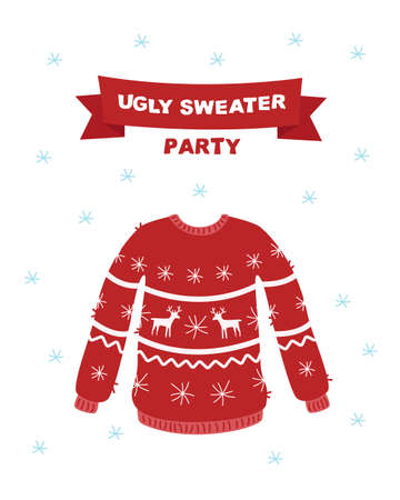 Ugly sweater party. flat vector illustrationのイラスト素材