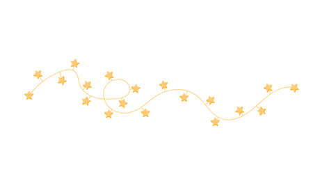yellow garland with stars. vector illustrationのイラスト素材