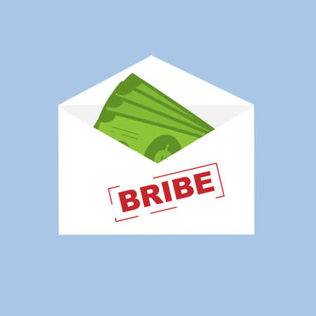 Bribe money in an envelope with a red stamp.のイラスト素材