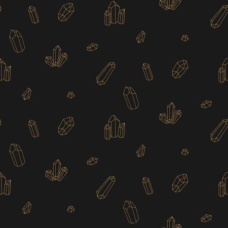 Seamless pattern with gold fairytale crystals gems. Vector backgroundのイラスト素材