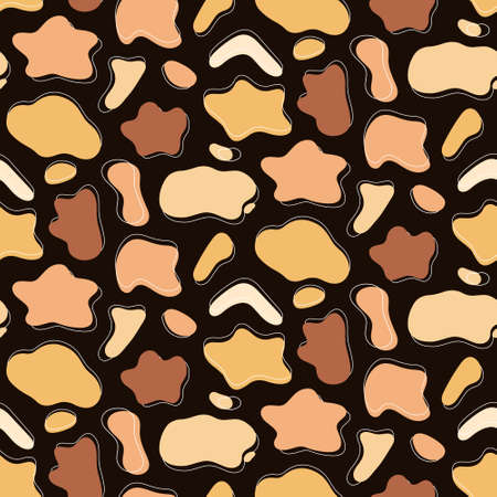 Abstract shape geometric spot seamless pattern on black backgroundのイラスト素材