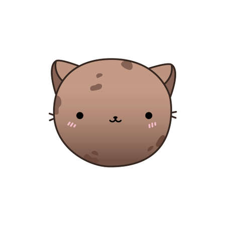 Hand drawn illustration of a kawaii funny cookie with cat ears. Design concept for cat cafe, children print.のイラスト素材
