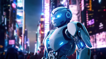 3D robot rendering, sleek and minimalist style side viewの素材