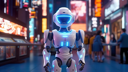 3D robot rendering, sleek and minimalist styleの素材