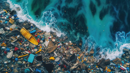 Beach plastic bottle pollutionの素材