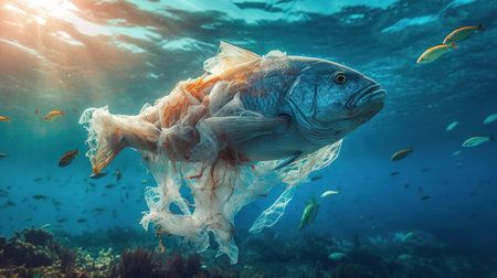 Fish underwater suffer from plasticの素材