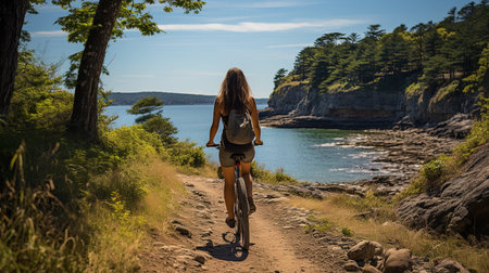 Cycling in a beautiful scenery Generative AIの素材