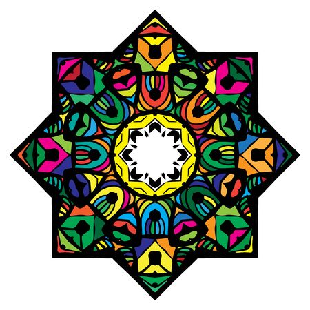 Multicolor mandala from a variety of bright elements arabic styleのイラスト素材