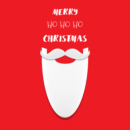 Ho ho ho Merry Christmas handmade lettering on the Santa Claus white beard. Xmas greeting card template design.のイラスト素材