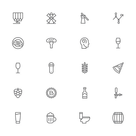 Beer pixel perfect outline icons modern style for website or print illustrationのイラスト素材