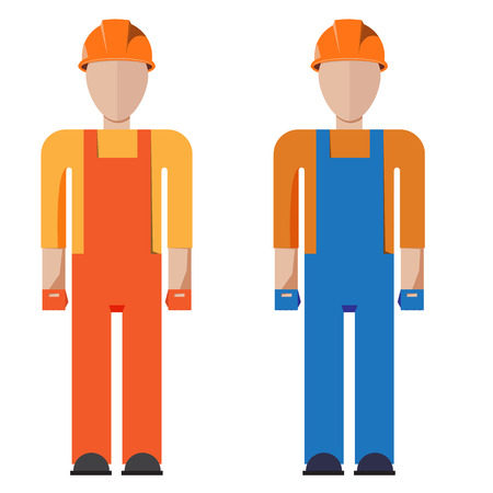 Set of builders in helmets.のイラスト素材