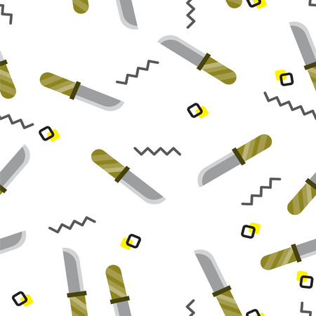 Hike Knives Seamless Pattern. Geometric memphis styleのイラスト素材