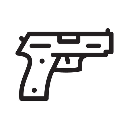 Pistol gun icon. Outline vector icon for web isolated on white backgroundのイラスト素材