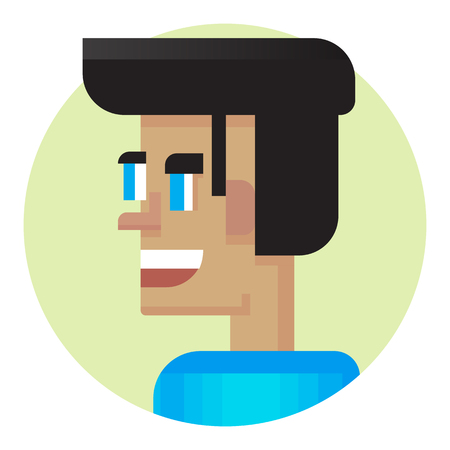 Cool avatar. Young guy friendly smiling. Modern simple and clear design. Vector icon in flat style.のイラスト素材