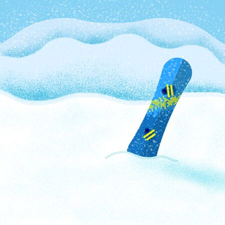 snowboard on landscape backgroundの写真素材