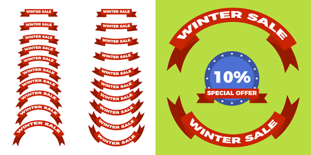 Christmas and winter sale retro labels set ,flat styleのイラスト素材