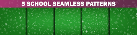 Back to school. Set of school and education seamless patterns. Vector collection.のイラスト素材