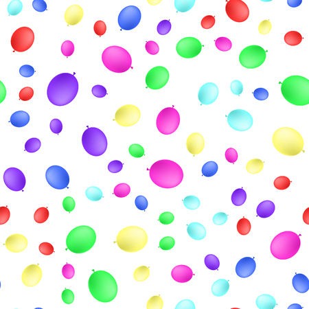 Realistic color balloons seamless pattern flat design. Vector illustration isolated on white backgroundのイラスト素材