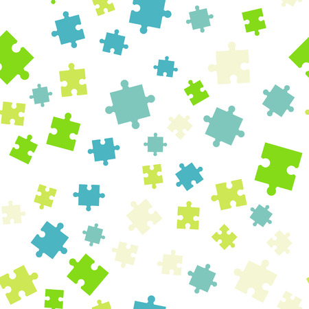 Colorful puzzle seamless background pattern. Vector illustration isolated on white background.Flat styleのイラスト素材