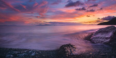 Sunset in Therma beachの写真素材