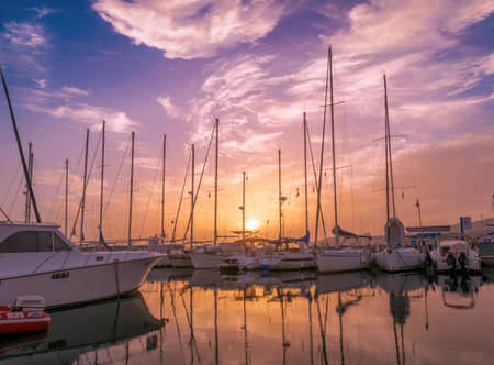 Sunset in Marinaの写真素材