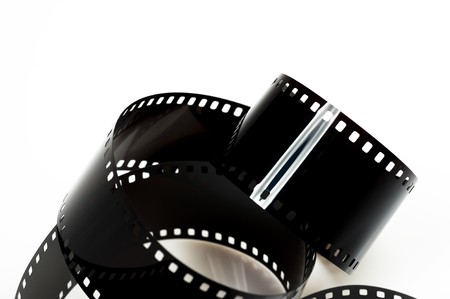 black photo film isolated on white backgroundの写真素材