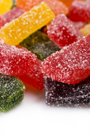 delicious sweet candies in sugar. white backgroundの写真素材
