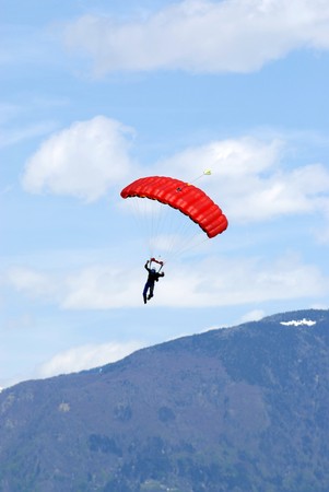 Extreem sports. parachuting under a blue sky