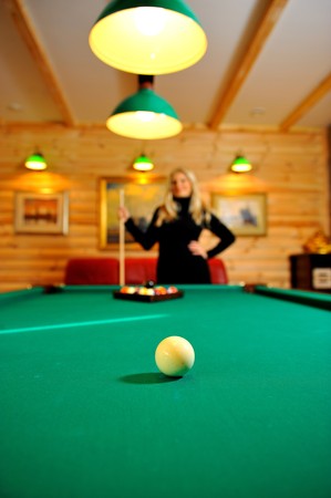 billiard table with balls ready for game