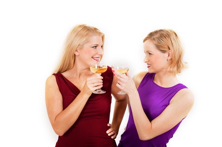 two Beautiful party girl with glass of champagne