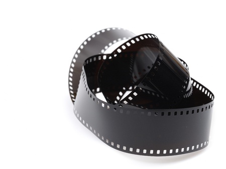 black photo film isolated on white backgroundの写真素材