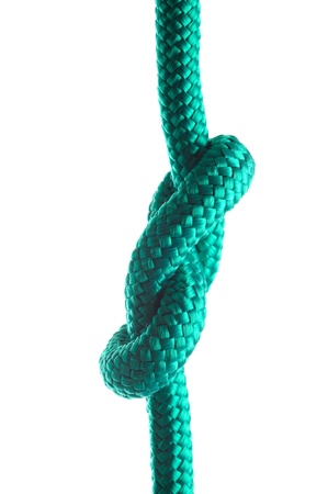 Rope with marine knot on white background の写真素材