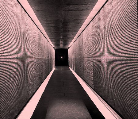 Background, Light at the end tonnel, shining corridor, long, lamps, monochromeの写真素材