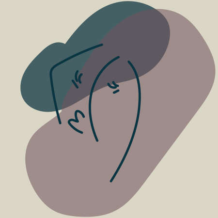 Contemporary abstract female portrait, shapes, minimalistic line. Vector hand drawn illustrationのイラスト素材