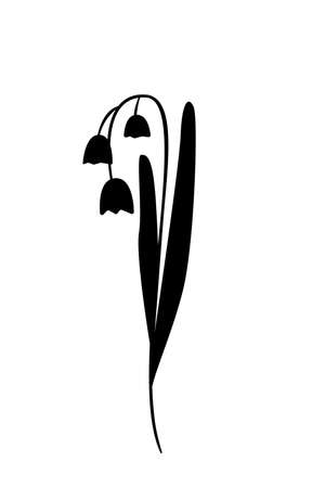 Black silhouette of a lily of the valley flower on a white backgroundのイラスト素材