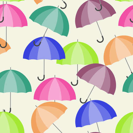 A seamless pattern with multicolored open umbrellasのイラスト素材