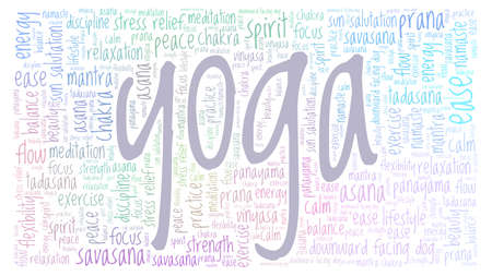 Yoga vector illustration word cloud isolated on a white background.のイラスト素材