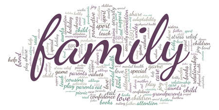 Family vector illustration word cloud isolated on a white background.のイラスト素材