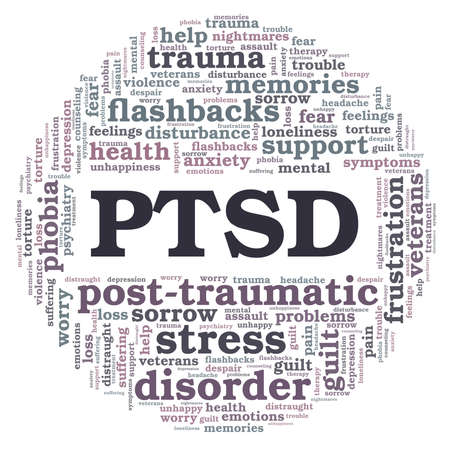 Post-traumatic stress disorder - PTSD vector illustration word cloud isolated on a white background.のイラスト素材