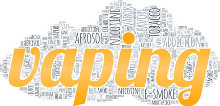 Vaping vector illustration word cloud isolated on a white background.のイラスト素材