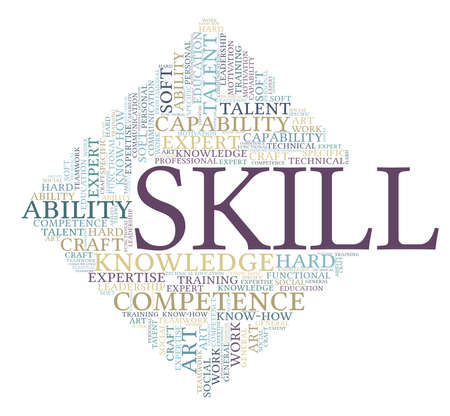 Skill vector illustration word cloud isolated on a white background.のイラスト素材