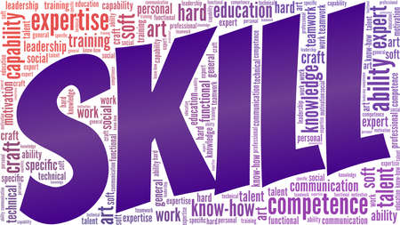 Skill vector illustration word cloud isolated on a white background.のイラスト素材