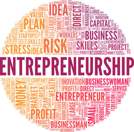 Entrepreneurship vector illustration word cloud isolated on a white background.のイラスト素材
