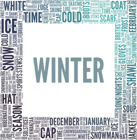 Winter vector illustration word cloud isolated on a white background.のイラスト素材