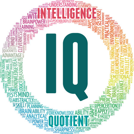 IQ - Intelligence quotient vector illustration word cloud isolated on a white background.のイラスト素材