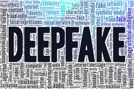 Deepfake vector illustration word cloud isolated on white background.のイラスト素材