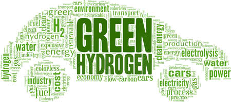 Green hydrogen - H2 vector illustration word cloud isolated on white background.のイラスト素材