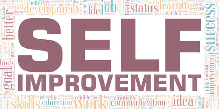 Self-Improvement vector illustration word cloud isolated on white background.のイラスト素材