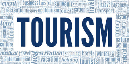 Tourism vector illustration word cloud isolated on white background.のイラスト素材